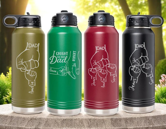 Personalized Water Bottle, Laser Engraved Stainless Steel Dad Gift