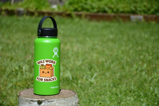 Will Work for Snacks Sticker: Funny Kawaii Food Bag Vinyl Decal