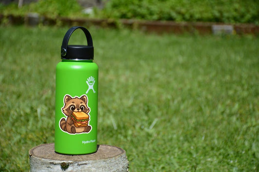 Funny Raccoon Sandwich Sticker – Kawaii Animal Vinyl Decal