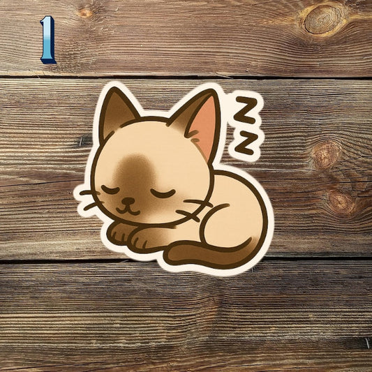 Siamese Cat Sticker Set – Kawaii Waterproof Vinyl Decals