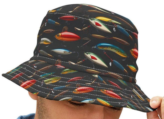 Vintage Fishing Lure Bucket Hat: Fisherman Gift, Lake Life Accessory