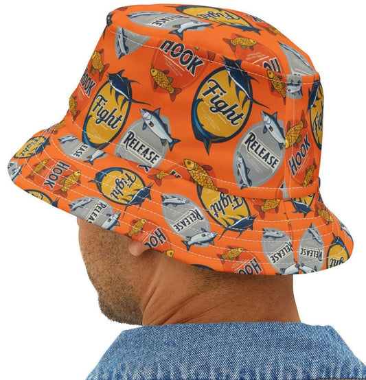 Vintage Fishing Bucket Hat: Retro Hook Fight Release, Lake Life Style
