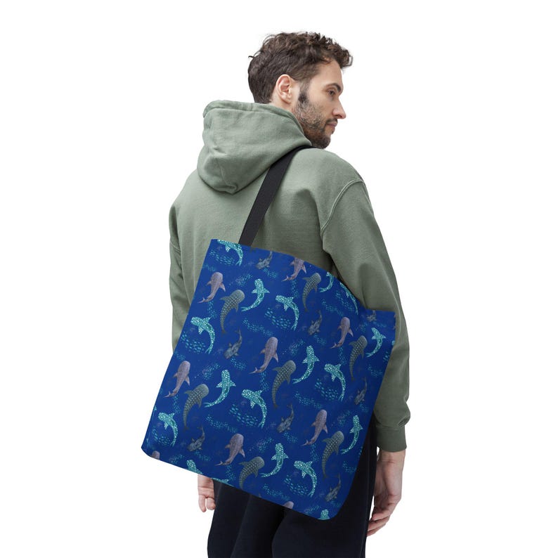 Spotted Whale Shark Ocean-Inspired Tote Bag, Perfect for Beach Trips, Beach Vacation, Honeymoon, Marine Life Lovers, Beach Bag Gift for Her