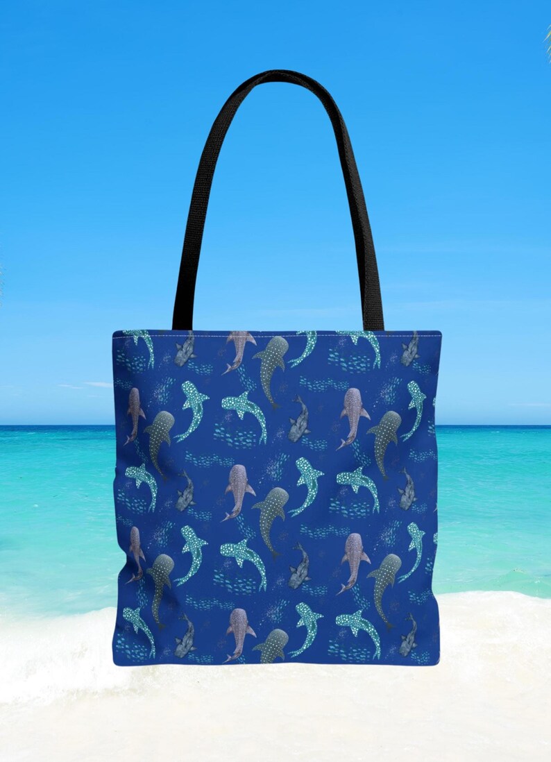 Spotted Whale Shark Ocean-Inspired Tote Bag, Perfect for Beach Trips, Beach Vacation, Honeymoon, Marine Life Lovers, Beach Bag Gift for Her