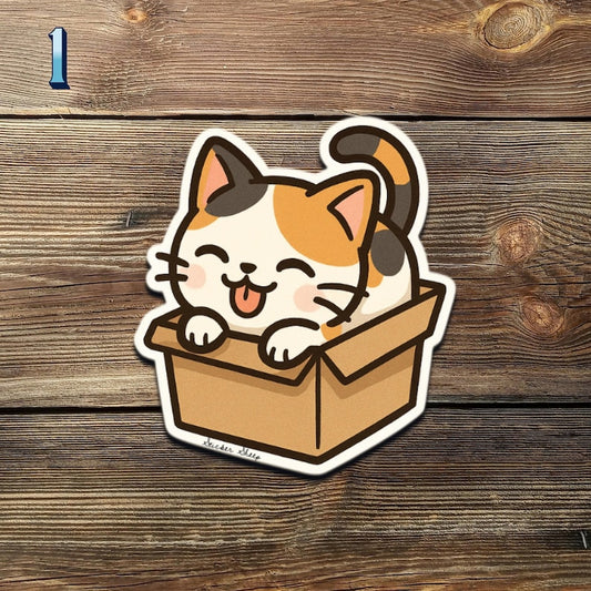 Cute Calico Cat Sticker Pack Kawaii Cartoon Kitty Vinyl Decals for Laptop Water Bottle Scrapbook Planner Gift for Cat Lovers and Kids