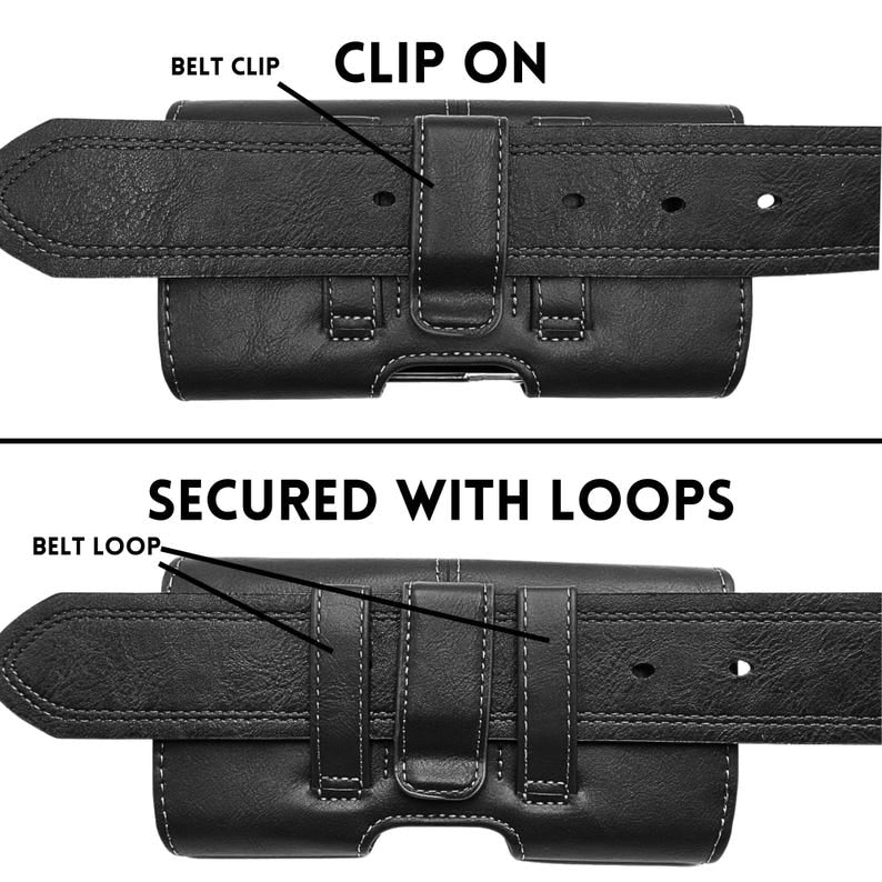 Cell Phone Holster, Genuine Leather Horizontal Belt Case, Belt Clip Phone Pouch, Leather Waist Holster for iPhone & Samsung, Gift for Men