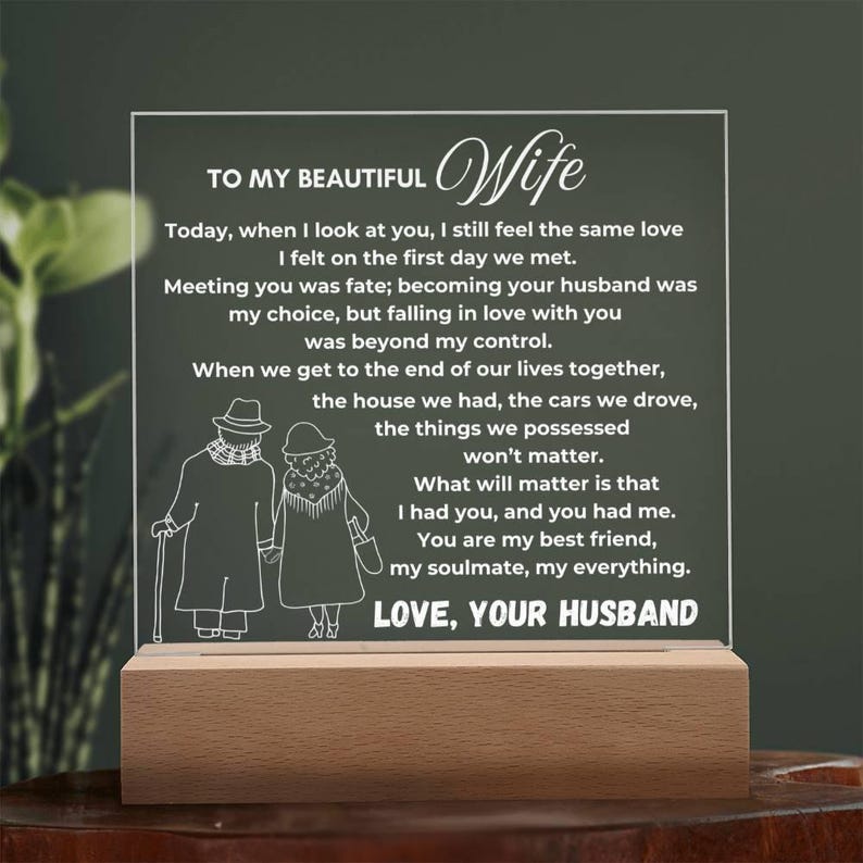 Anniversary gift Acrylic Plaque, To my Wife gift from Husband, Wife gifts Wedding day, Sentimental Valentines gift for her, Wife keepsake