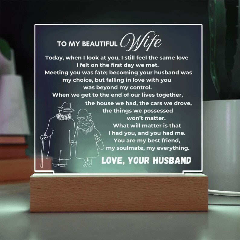 Anniversary gift Acrylic Plaque, To my Wife gift from Husband, Wife gifts Wedding day, Sentimental Valentines gift for her, Wife keepsake
