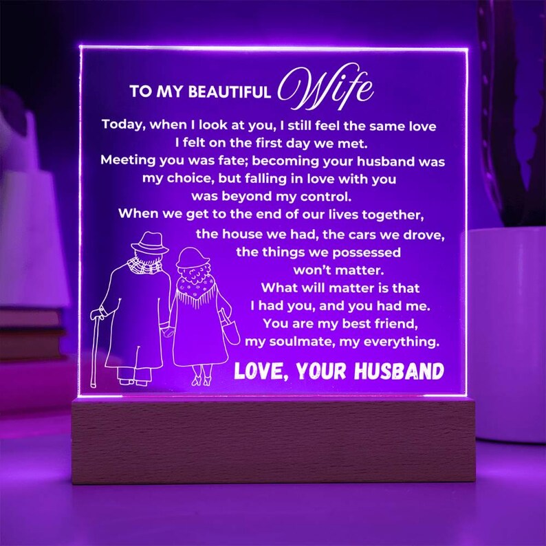 Anniversary gift Acrylic Plaque, To my Wife gift from Husband, Wife gifts Wedding day, Sentimental Valentines gift for her, Wife keepsake