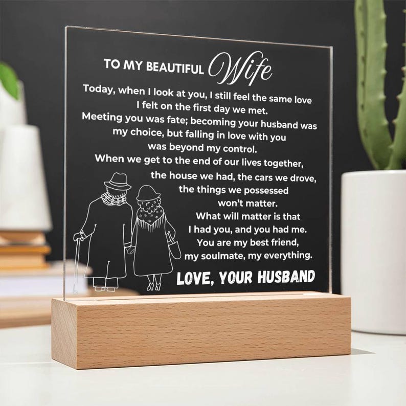 Anniversary gift Acrylic Plaque, To my Wife gift from Husband, Wife gifts Wedding day, Sentimental Valentines gift for her, Wife keepsake