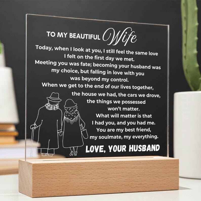 Anniversary gift Acrylic Plaque, To my Wife gift from Husband, Wife gifts Wedding day, Sentimental Valentines gift for her, Wife keepsake