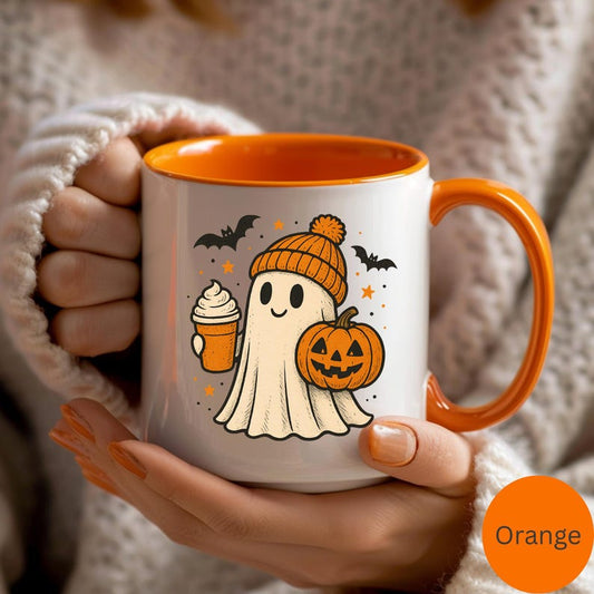 Halloween Ghost Coffee Mug, Friendly Ghost Mug (11, 15oz) Cute Spooky Ghost Halloween Cup, Coffee Lover Housewarming Gift,