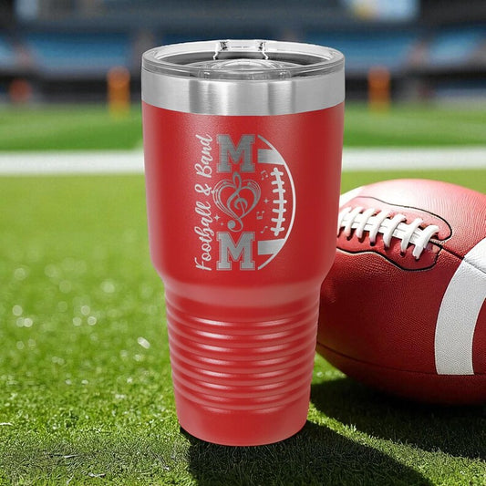 Football and Band Mom 30oz Travel Tumbler | Personalized Football Band Mom Gift | Game Day Cup, Team Mom Gift
