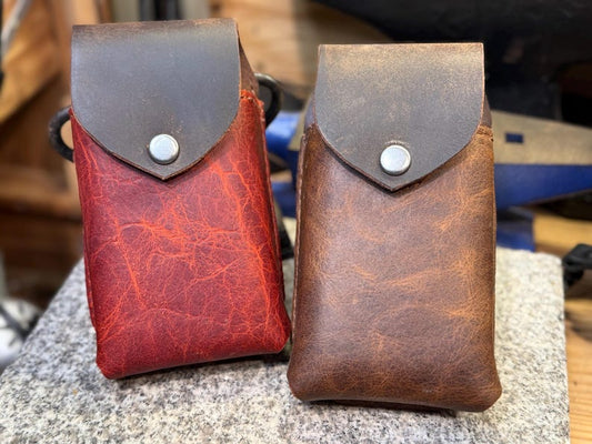 Handmade Leather Phone Case for Belt, Full Grain American Bison Holster, Made in USA