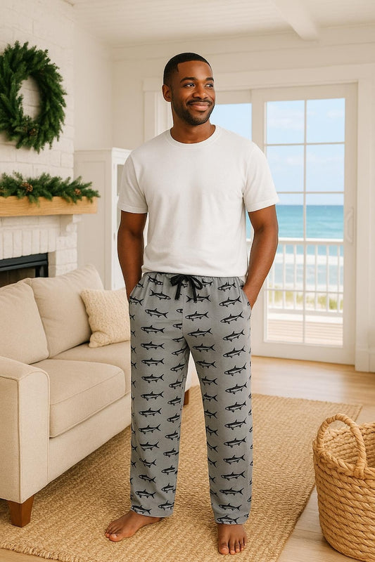Tarpon Pajama Pants, Fisherman Lounge Pants, Coastal Fishing Sleepwear, Men’s Fishing Gift, Cozy Beach House Pajamas, Ocean Lover PJs