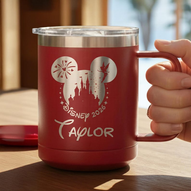 Custom Disney Water Bottle, Personalized Kids Tumbler with Name, First Family Disney Trip Laser Engraved Cup, Gift for Kids