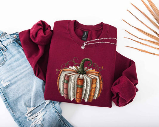 Fall Book Pumpkin Sweatshirt, Thanksgiving Book Reader Hoodie, Fall Bookish Hoodie, Pumpkin Book T-Shirt, Pumpkin Sweater, Fall Gift
