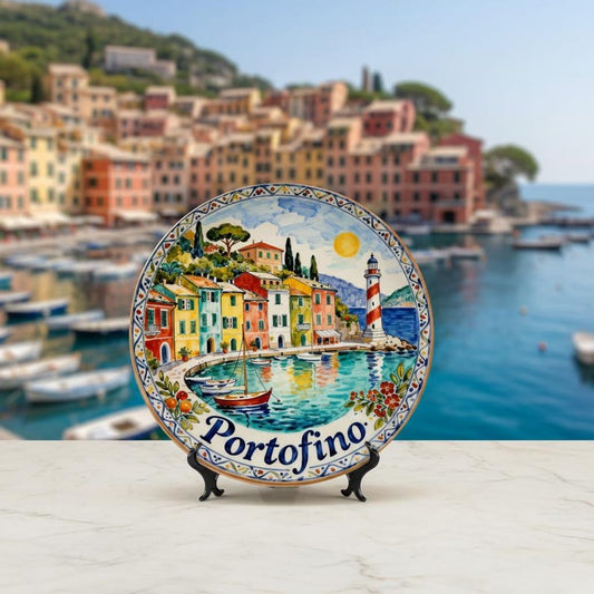 Portofino Italy Decorative Plate – Coastal Ceramic Dish (8/10 inch)