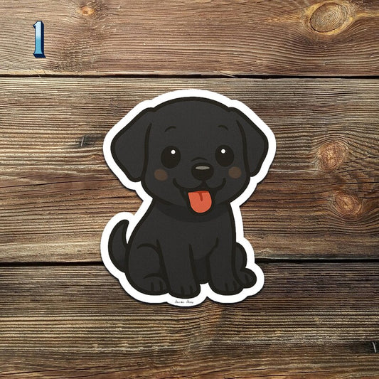 Chibi Black Lab Sticker Pack: Kawaii Dog Vinyl Decals