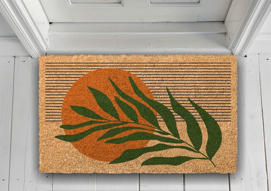 Art Deco Coir Doormat, Natural Fiber Rug, Housewarming Gift