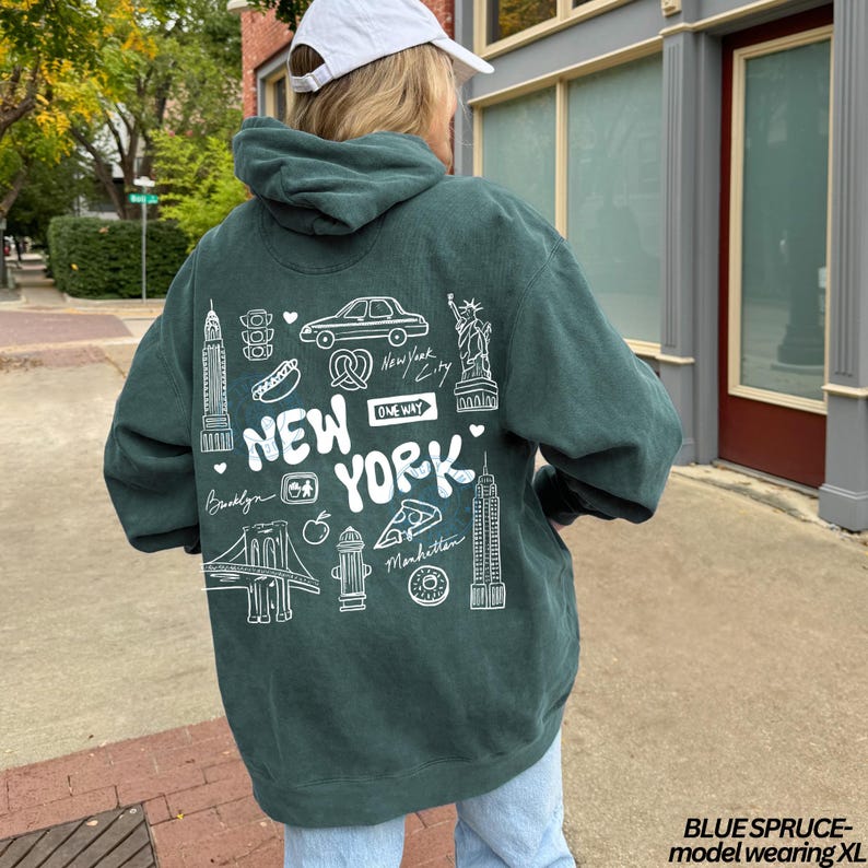 Comfort Colors® New York Hoodie, NYC Hoodie, New York City Sweatshirt, Travel Shirt, Vacation Shirt for Women, Aesthetic Oversized Hoodie