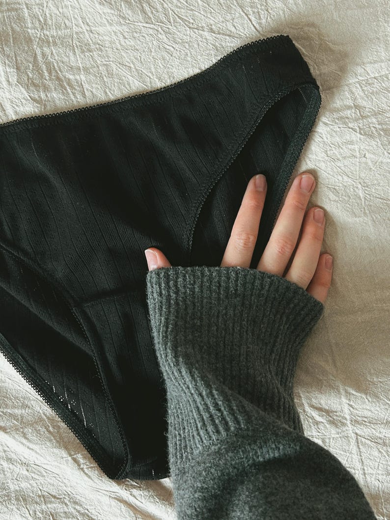 Natural Cotton Lingerie Set for Women, Handmade lingerie, Natural Soft Breathable Fabric, 100% Cotton underwear, Black Cotton lingerie