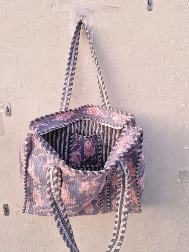 Handmade Quilted Cotton Tote Bag Tiger Print | Boho Shoulder Bag Reusable Market Tote | Eco Friendly Gift for Women