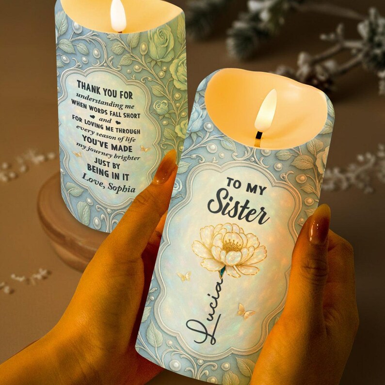 Personalized To My Sister Led Candle, Little Sister Gift, Sisters Candle, Battery Candles, Soul Sister Gift,Flameless Candle,Big Sister Gift