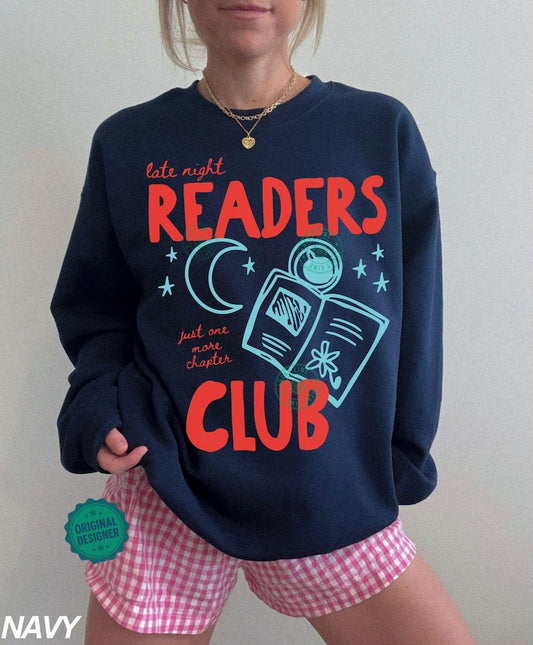 Late Night Readers Club Sweatshirt, Book Lover Gifts, Trendy Book Shirt, Bookish Sweatshirt, Reading Shirt for Women, Bookworm Gift