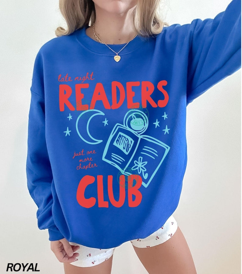 Late Night Readers Club Sweatshirt, Book Lover Gifts, Trendy Book Shirt, Bookish Sweatshirt, Reading Shirt for Women, Bookworm Gift