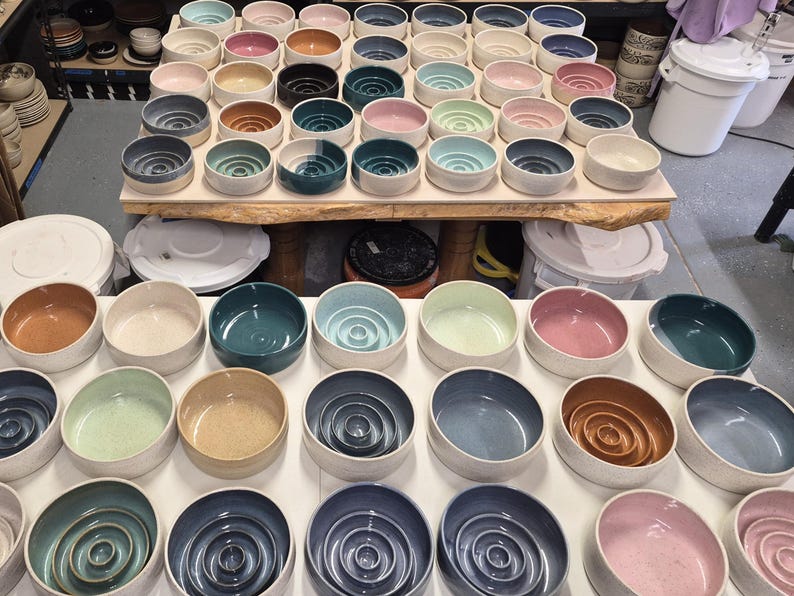IMPERFECTS / SECONDS: (please message us with any questions) Handmade Ceramic Dog Bowls, Variety (slow feeders OR water bowls)