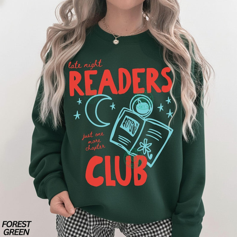 Late Night Readers Club Sweatshirt, Book Lover Gifts, Trendy Book Shirt, Bookish Sweatshirt, Reading Shirt for Women, Bookworm Gift