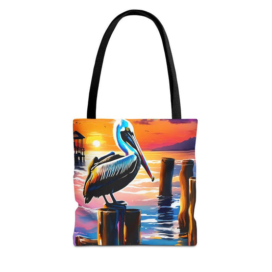 Pelican Sunset Tote Bag, Coastal Beach Tote, Ocean Bird Art Bag, Nautical Carryall, Beach Lover Gift, Lucky Levi