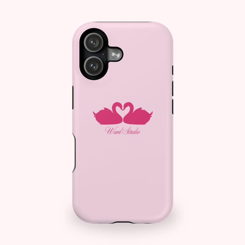Pink Swans & Script Protective Magnetic Phone Case for iPhone