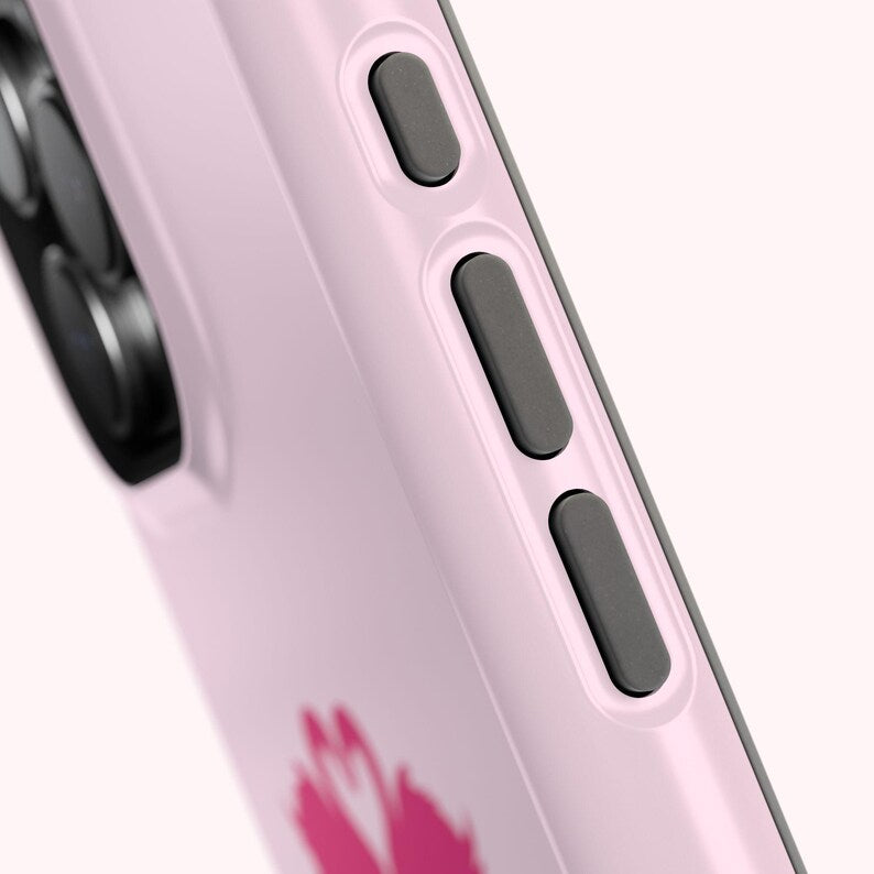 Pink Swans & Script Protective Magnetic Phone Case for iPhone