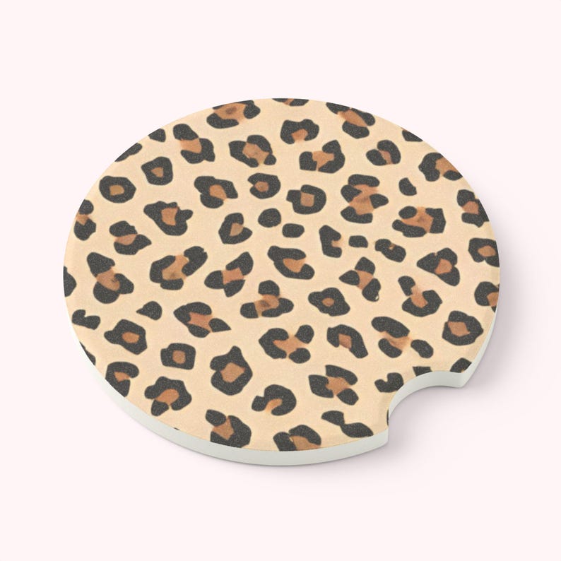 Universal Fit Cheetah Print Car Coasters, 1 or 2 Count Car Accessories