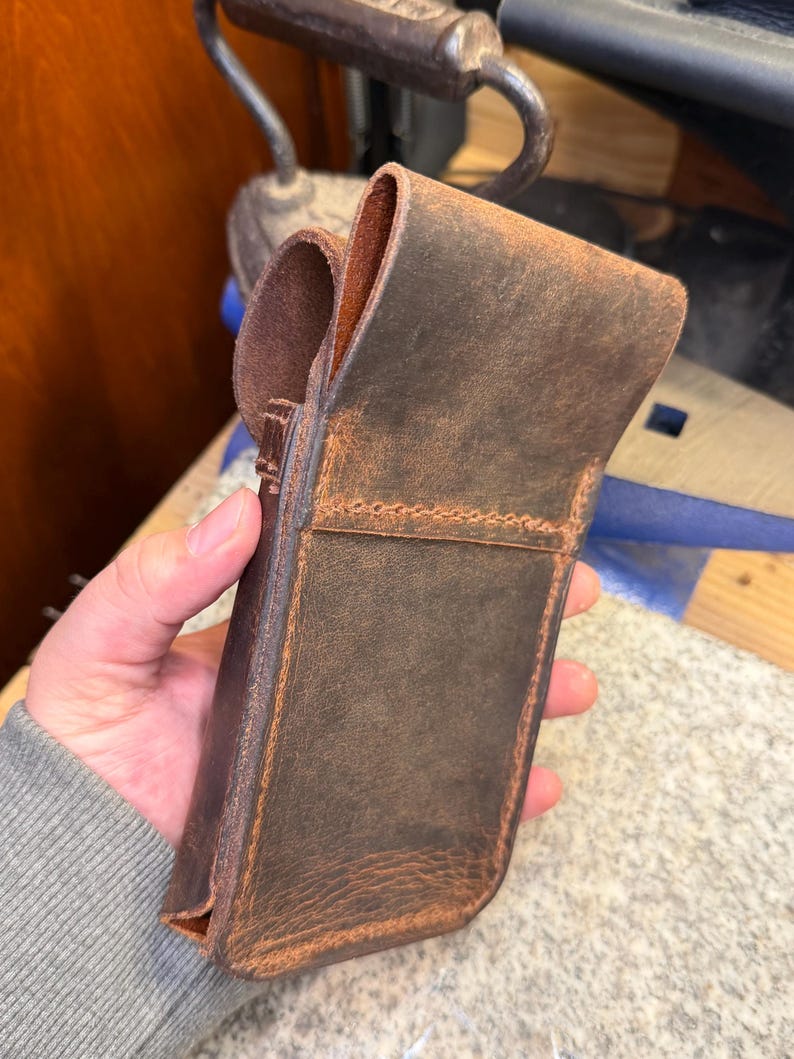 Leather Phone Holster, Belt Loop Case, Handmade Full Grain Buffalo, Made in US