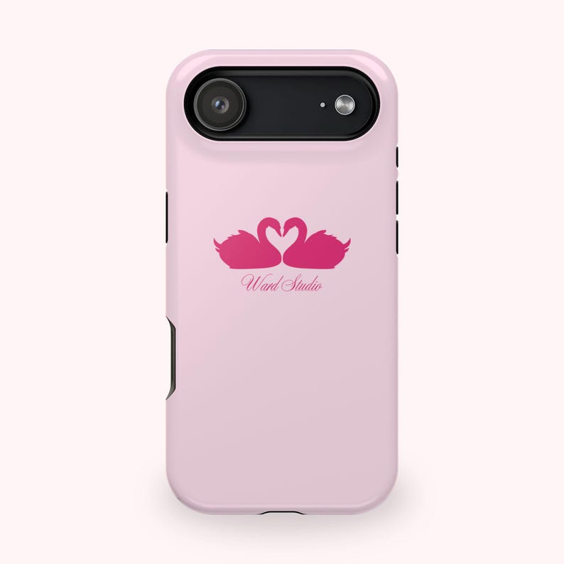 Pink Swans & Script Protective Magnetic Phone Case for iPhone