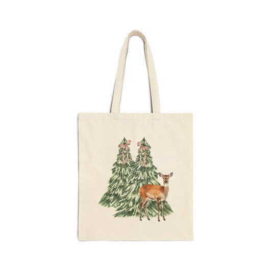 Deer Tote Bag — Coquette Reusable Grocery Shopping Bags, Eco-Friendly Cotton Canvas