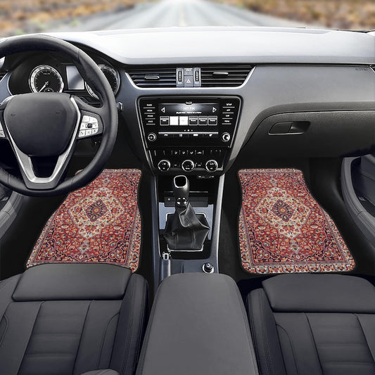 Persian Rug Car Floor Mats: Vintage Oriental Print,2 / 4-Piece Set