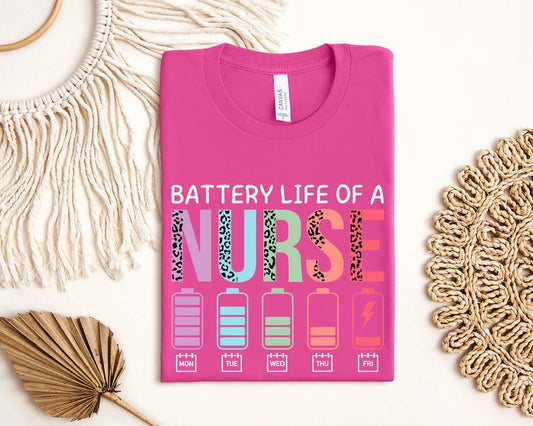 Battery Life of A Nurse Shirt, School Nurse Shirt, Nurse Life Shirt, Nurse Shirt, Nursing Student, Funny Nurse Shirt, Nursing Graduate