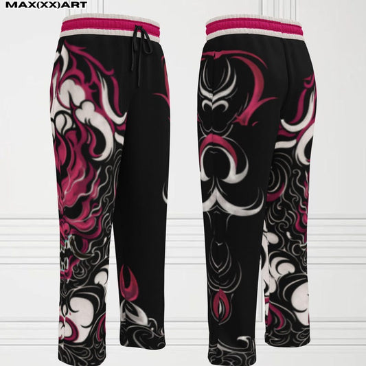 Unisex Cosplay Inspired Wide Leg Joggers Lion Mask Design MMA Sportswear Pants Fighting Game