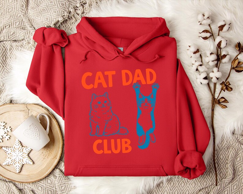 Cat Dad Club Hoodie, Retro Cat Lover Gift for Men, Funny Cat Daddy Hoodie, Vintage Style Pet Owner Hoodie