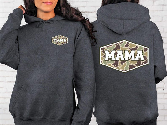 Mama Camouflage Hoodie, Retro Varsity Mama Hoodie, Duck Camo Mothers Day Gift, Trendy Military Style Mama Outfit,Hunting Mama Gift
