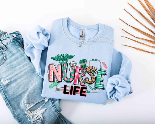 Nurse Life Sweatshirt,Leopard Nurse Shirt,Gift for Nurse,RN Nurse Sweatshirt,Nurse Appreciation Shirt,Registered Nurse Shirt,New Nurse Gift