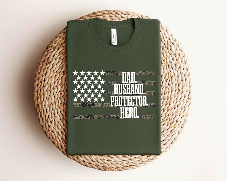 Retro Dad Camo Shirt, USA Flag Camouflage T-Shirt, Father’s Day Gift for Dad, Hunting Shirt, Cool Dad Gift, Father's Day Shirts