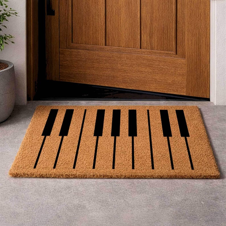 Piano Keys Coir Doormat, Music Lover Welcome Mat