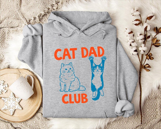 Cat Dad Club Hoodie, Retro Cat Lover Gift for Men, Funny Cat Daddy Hoodie, Vintage Style Pet Owner Hoodie