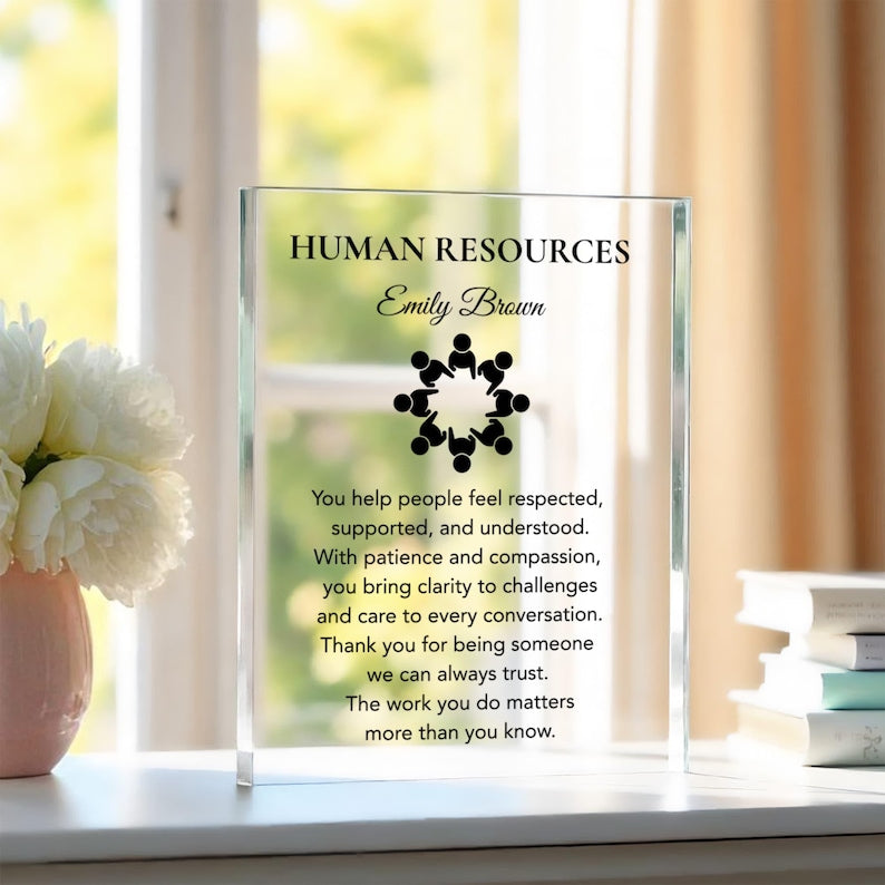 Human Resources Gift Desk Plaque for HR Manager or Team, Meaningful Thank You Keepsake, Personalized Appreciation Gift for Coworker or Boss