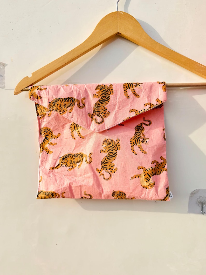Tiger Print Cotton Pajama Set Women, Hand Block Sleepwear, Pink Soft PJs, Button Down Nightwear, Lounge Set Gift for Her